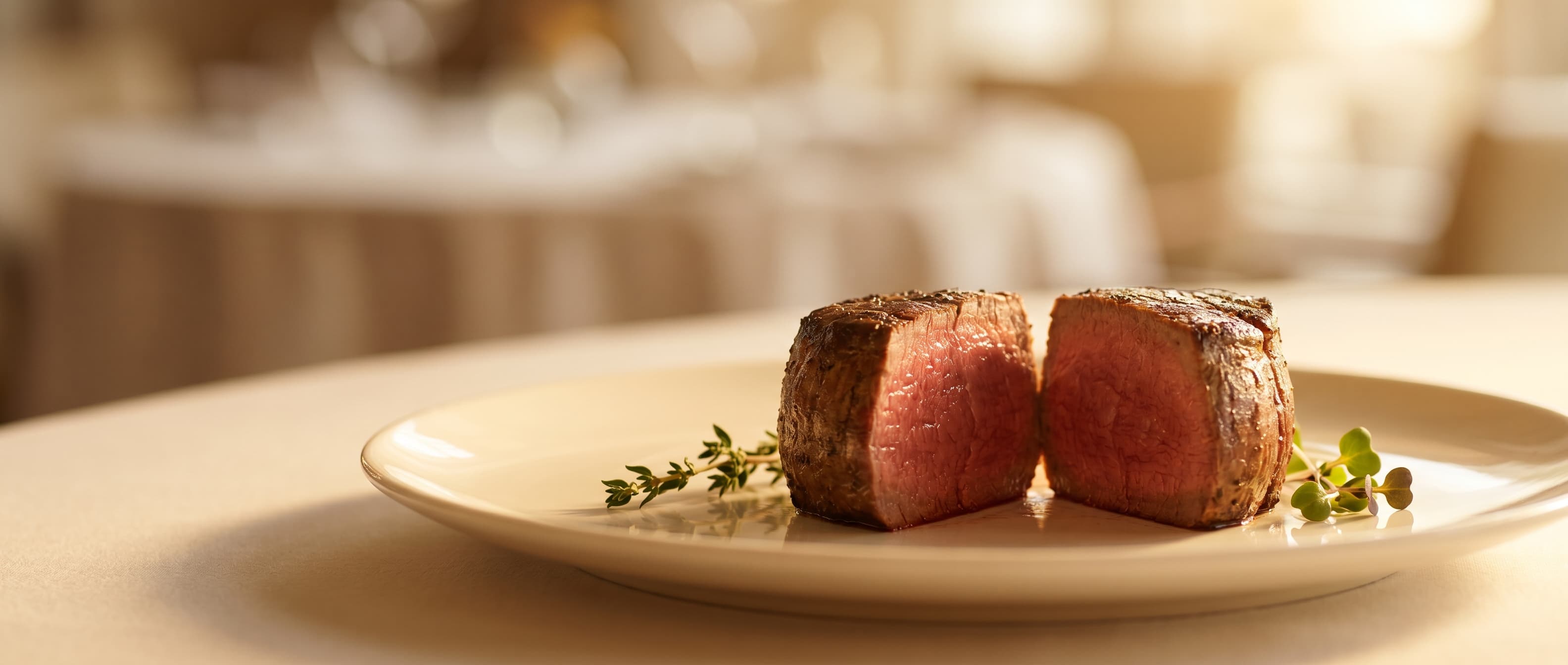Filete premium en restaurante fine dining